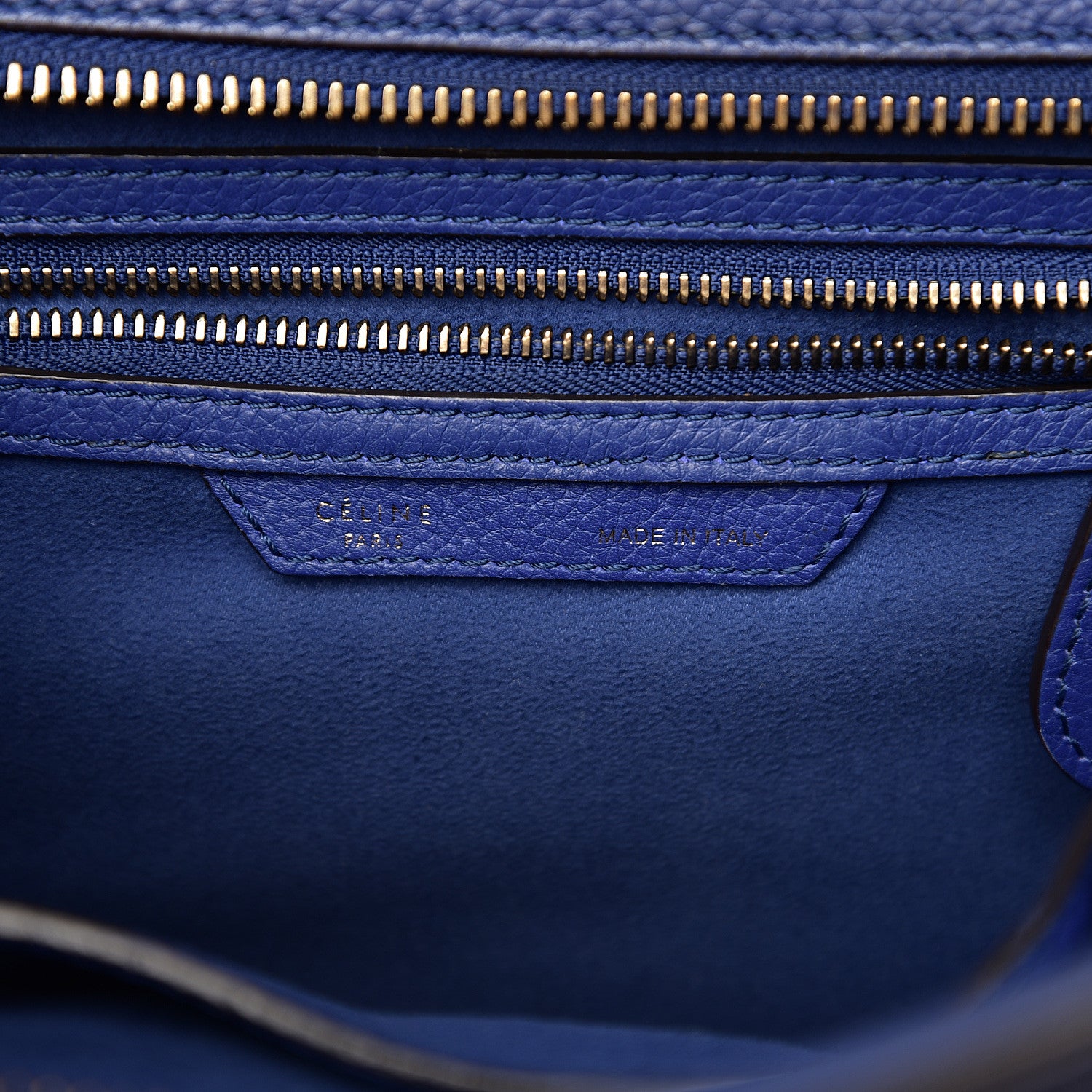 Celine Drummed Calfskin Mini Luggage Indigo 5 of 11