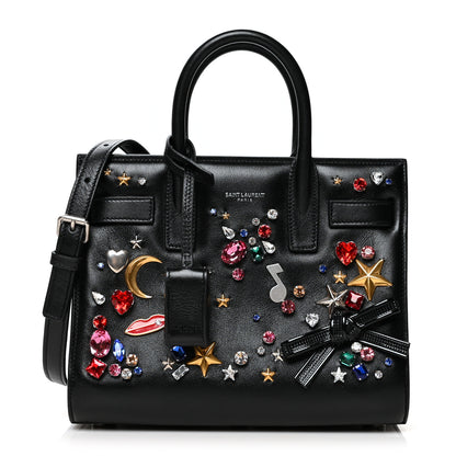 Saint Laurent Calfskin Crystal Embellished Nano Sac de Jour Black 1 of 12