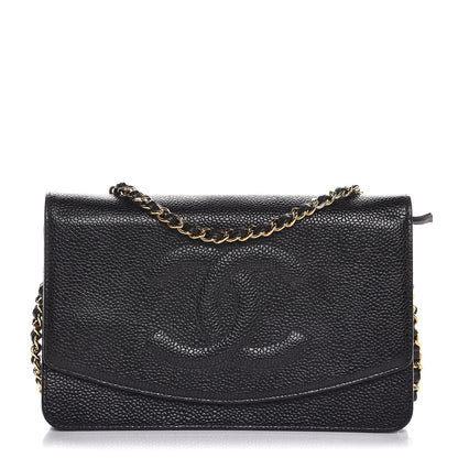 Chanel Caviar Timeless CC Wallet On Chain WOC Black 1 of 9