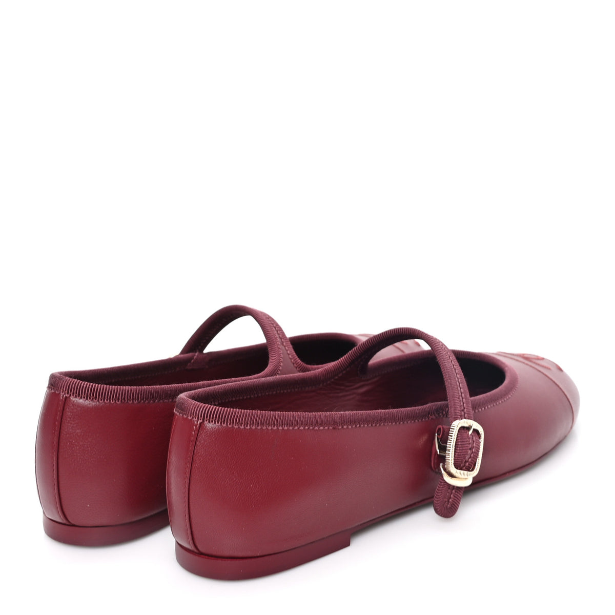 Chanel Lambskin Mary Jane Flats 39 Burgundy 5 of 10