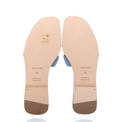 Hermes Denim Oran Sandals 38 Bleu Clair 5 of 9