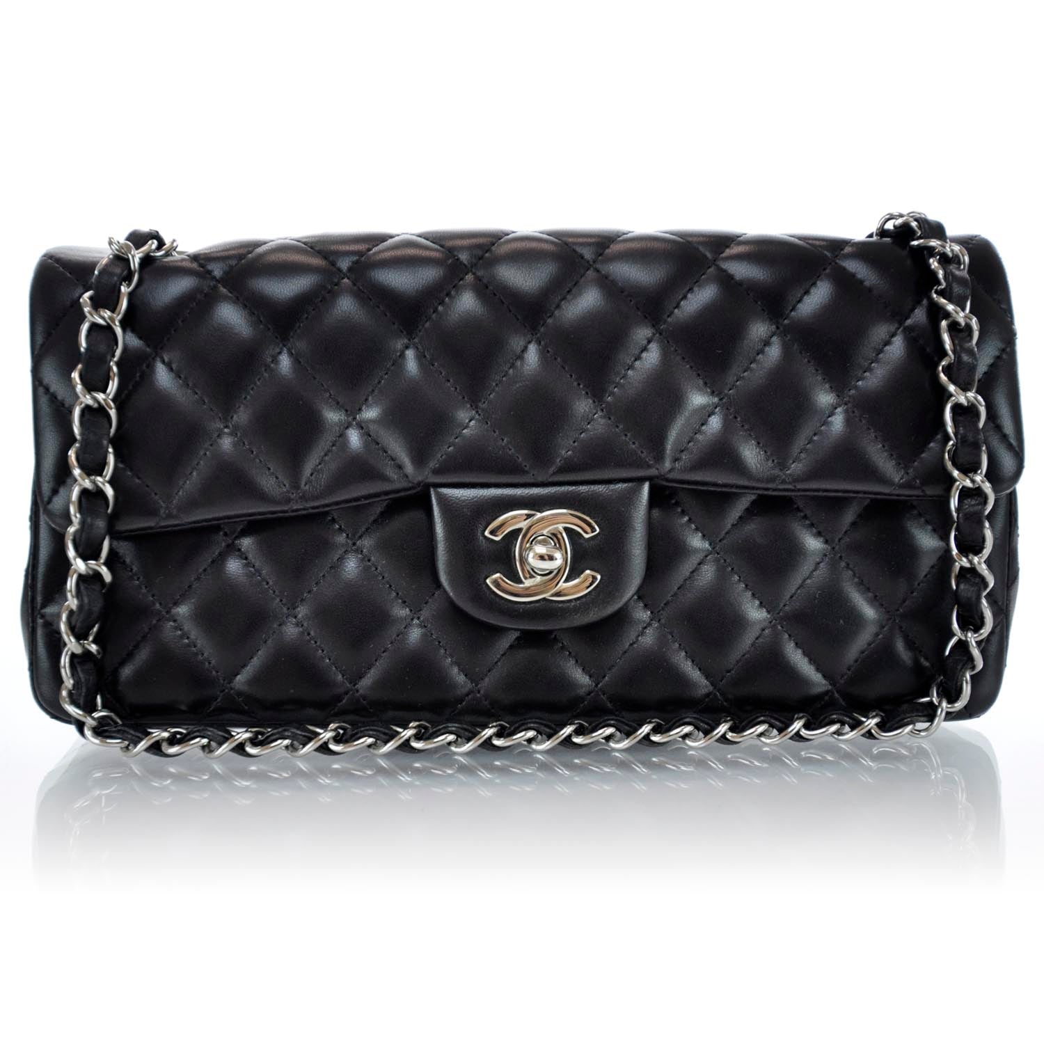 Chanel Lambskin East West Flap Black 1 of 10