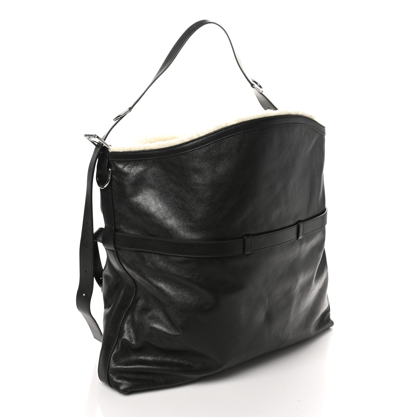 Calfskin Shearling Large Voyou Bag Chocolate