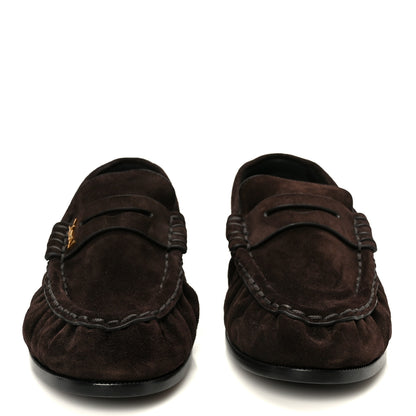 Saint Laurent Suede Le Loafer 15 Penny Slippers 37 Dark Chocolate 3 of 10