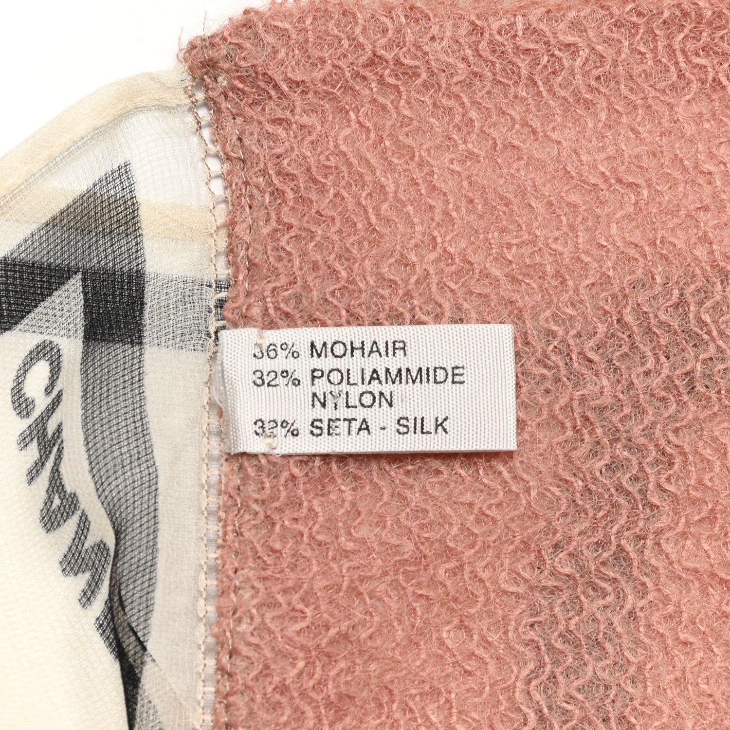 Chanel Silk Nylon CC Camellia Scarf Pink White Black 5 of 5