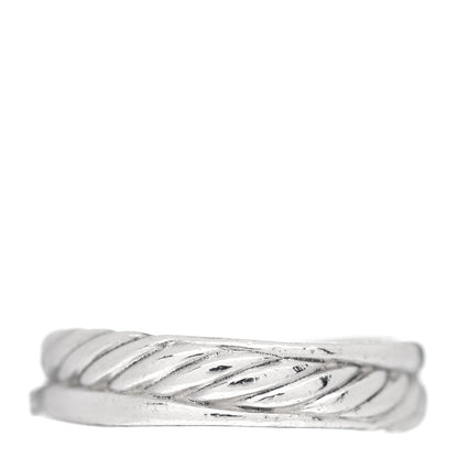 David Yurman Sterling Silver Diamond 5mm Crossover Ring 54 7 3 of 4