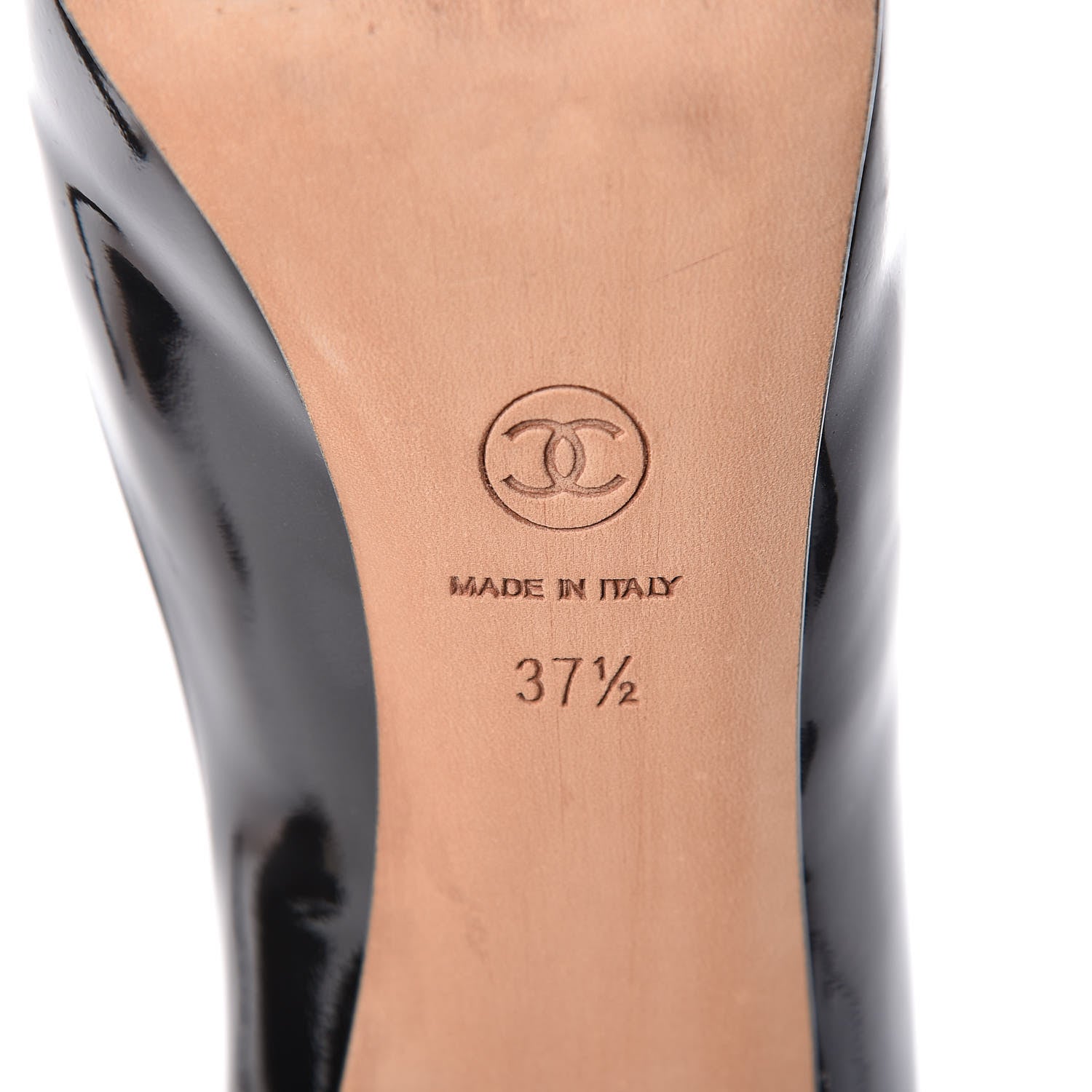 Chanel Patent Silver Cap Toe CC Pumps 37.5 Black 8 of 9