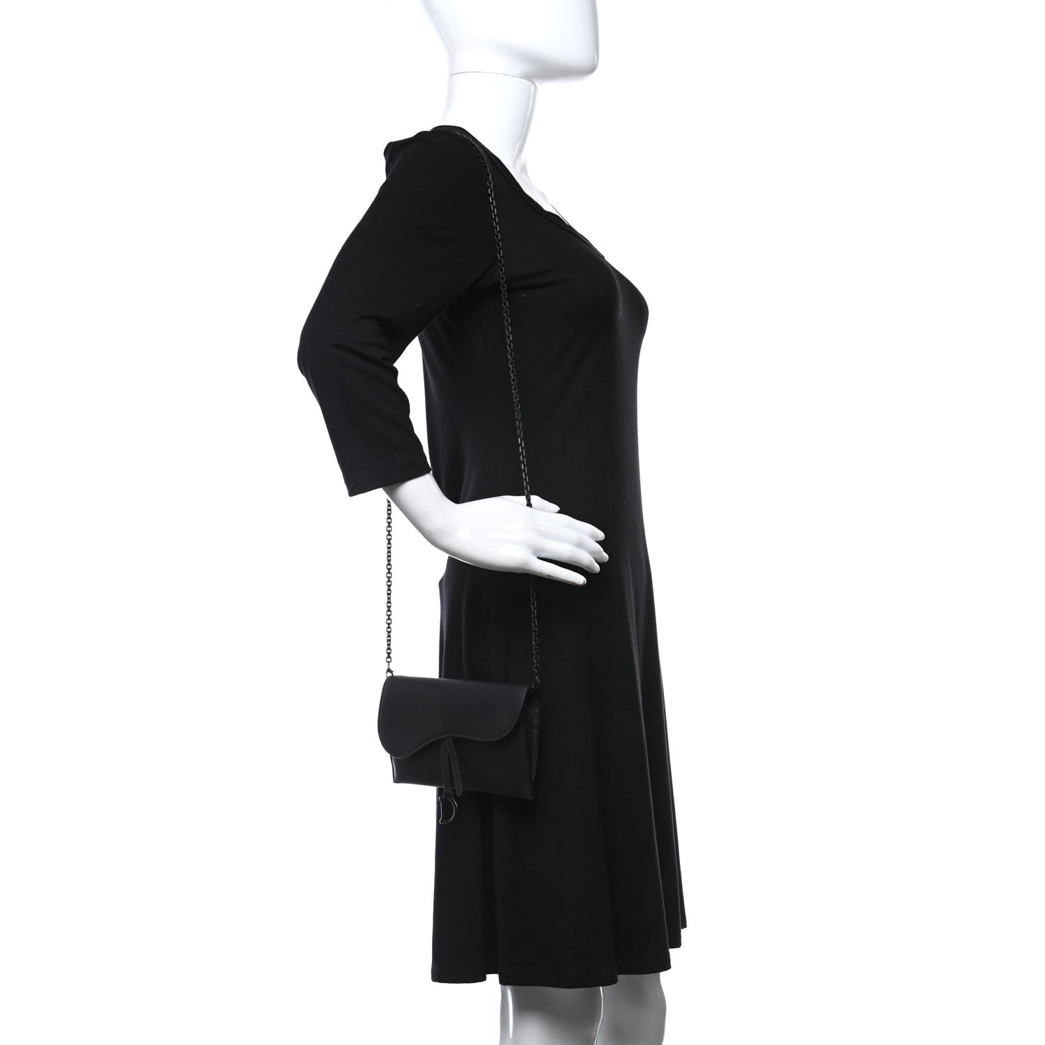 Christian Dior Ultra Matte Calfskin Saddle Chain Wallet Pouch Black 3 of 18