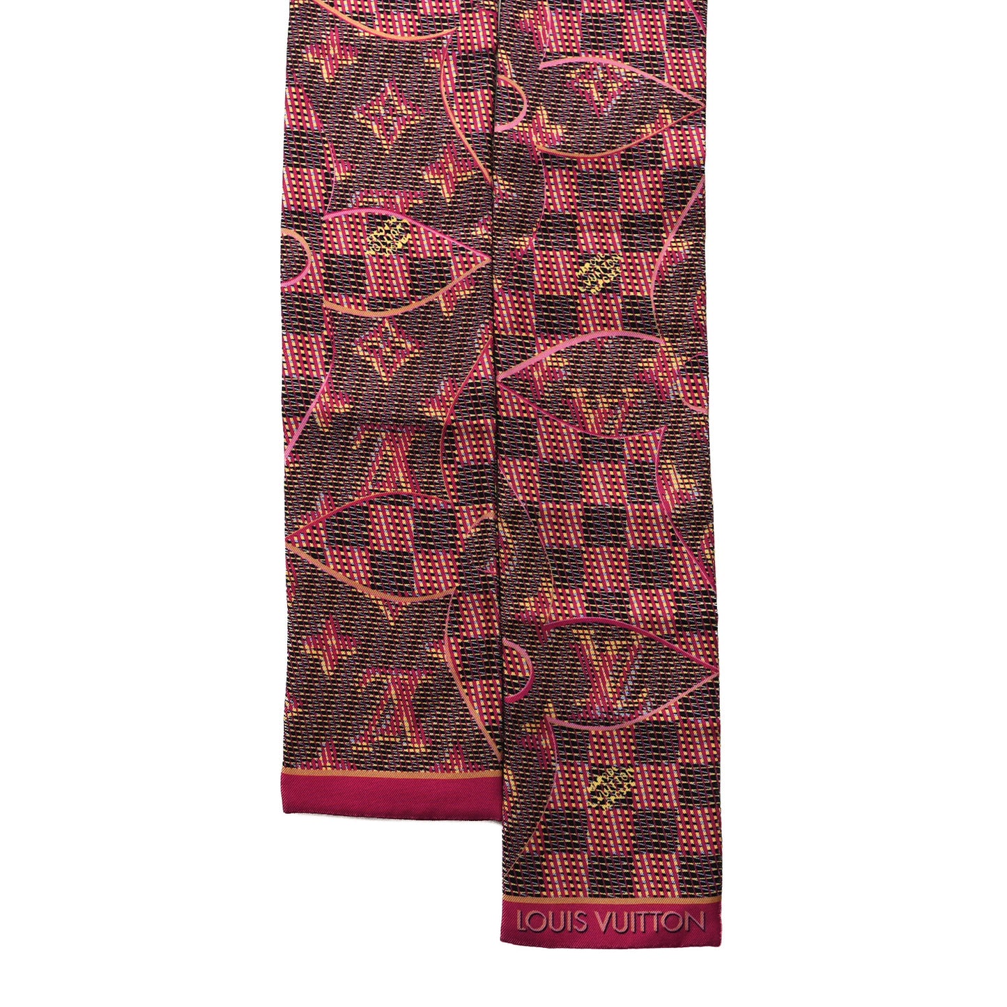 Silk Monogram Damier Pop Print Bandeau Pink