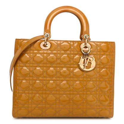 Christian Dior Patent Cannage Large Lady Dior Dark Beige 1 of 9