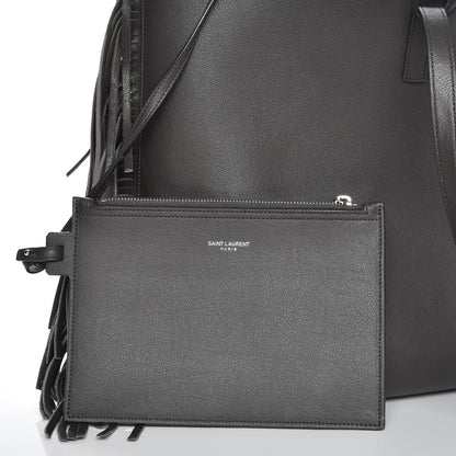 Saint Laurent Calfskin Large Fringe Shopping Tote Dark Grey 10 of 10
