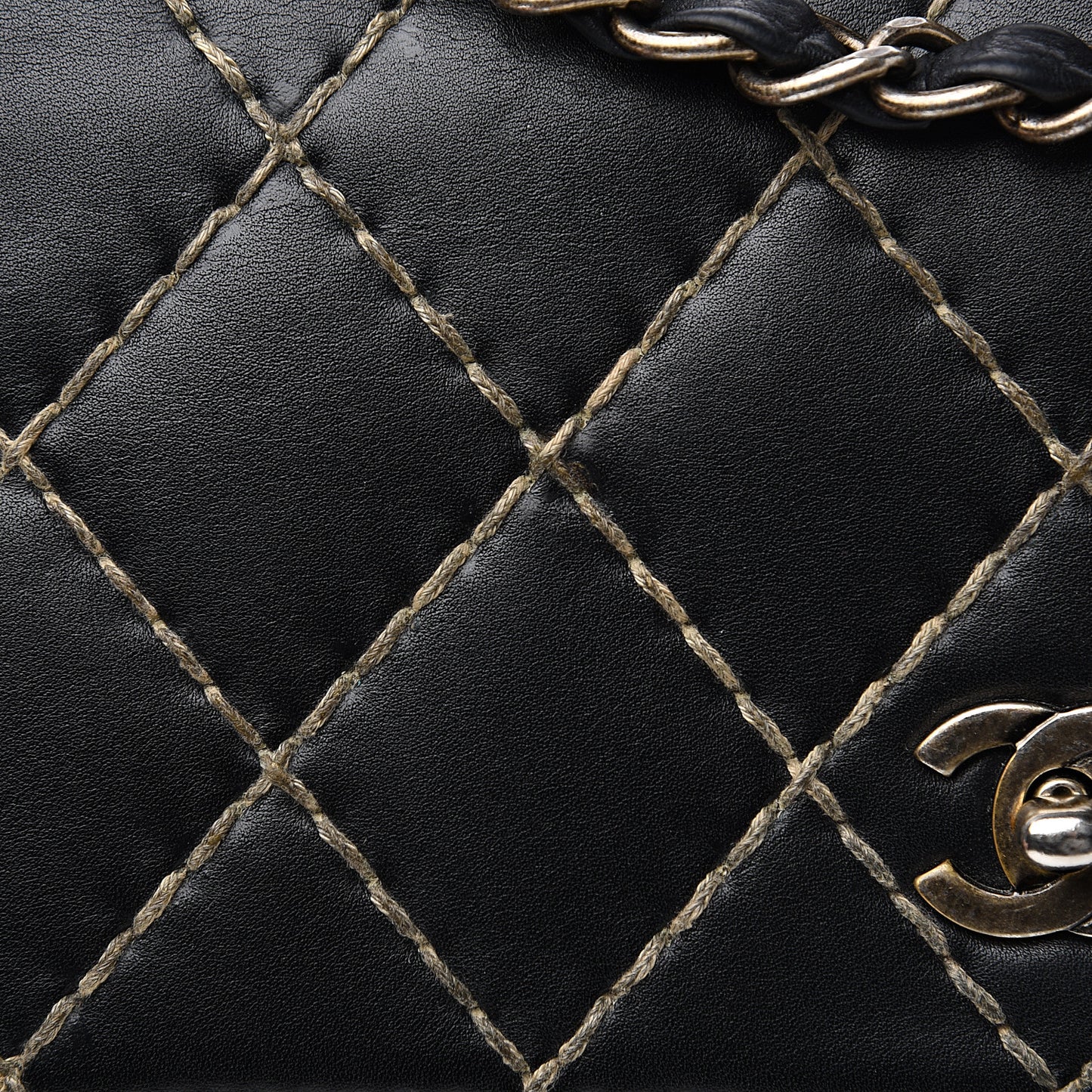 Calfskin Wild Stitch Jumbo Flap Black