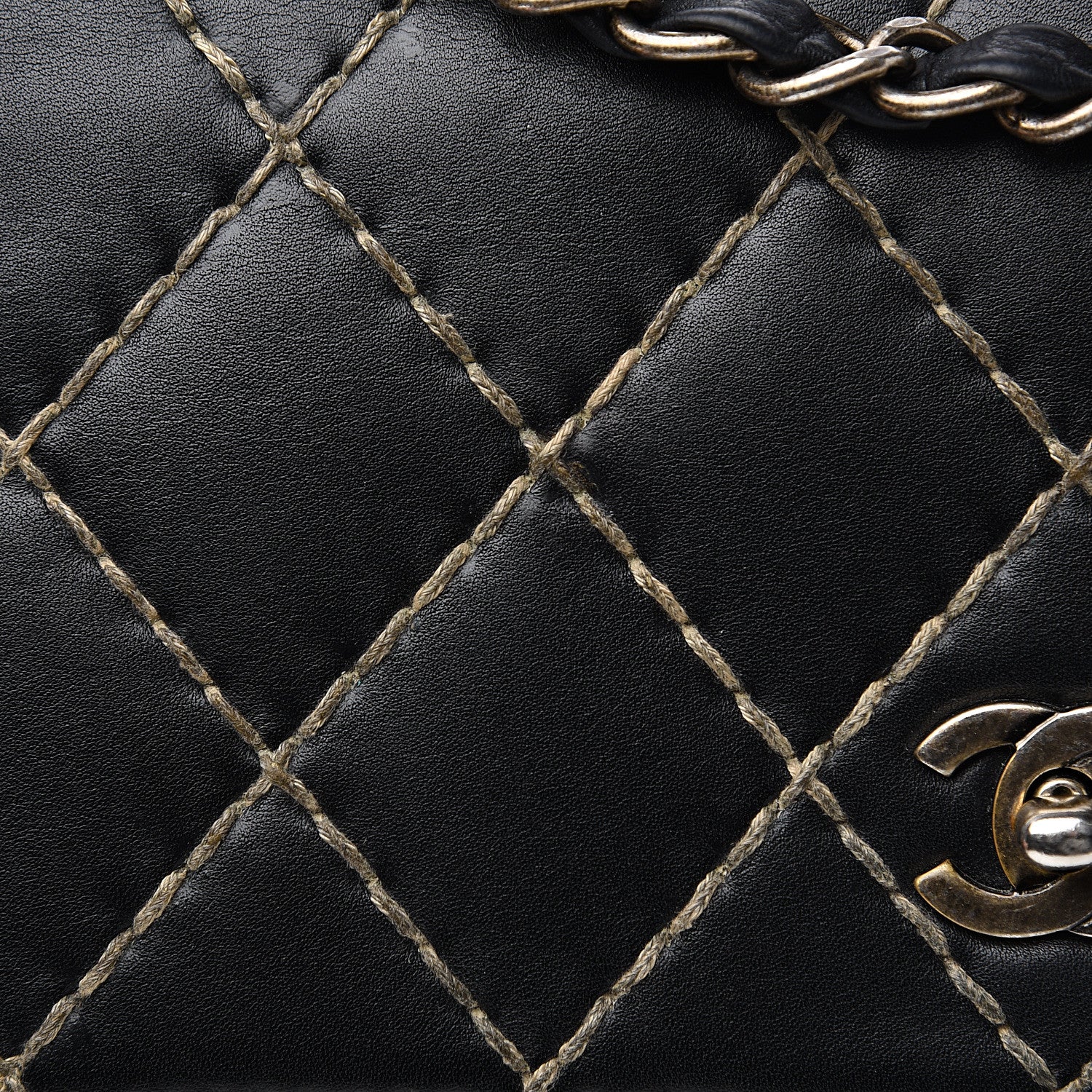 Chanel Calfskin Wild Stitch Jumbo Flap Black 15 of 16