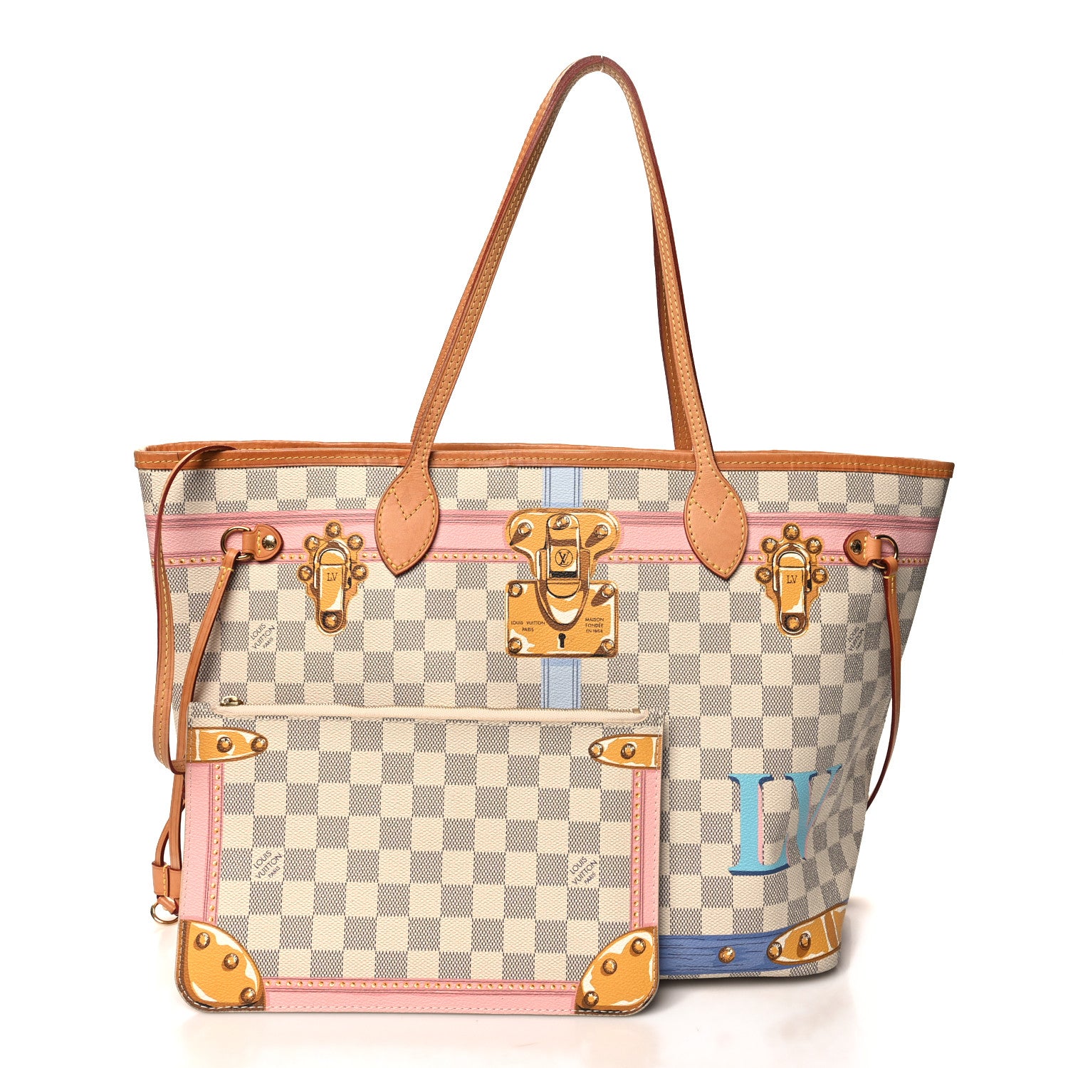 Louis Vuitton Damier Azur Summer Trunks Neo Neverfull MM 3 of 10