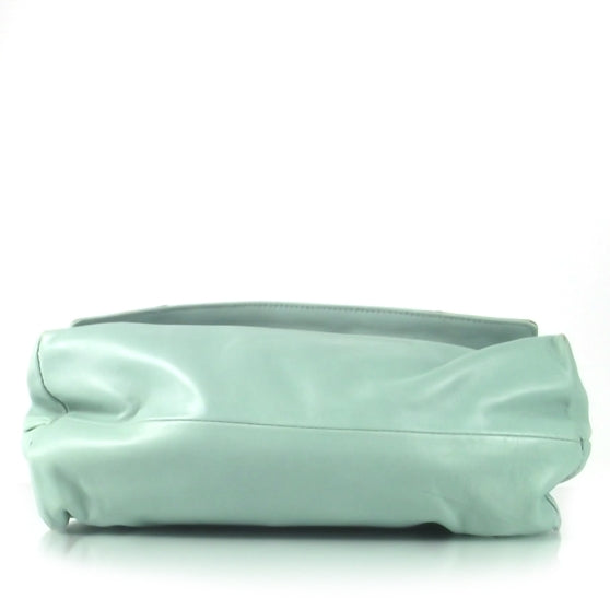 Leather Fold Over Clutch Bag Seafoam