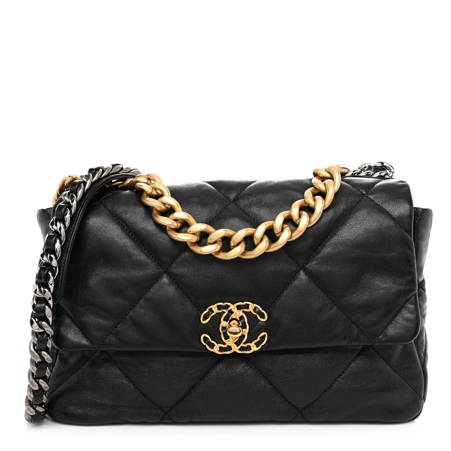 Lambskin Quilted Large Chanel 19 Flap Black