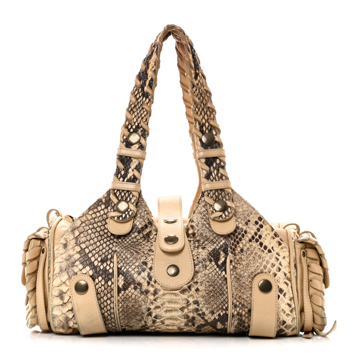 Chloe Snakeskin Silverado Shoulder Bag Beige 1 of 11