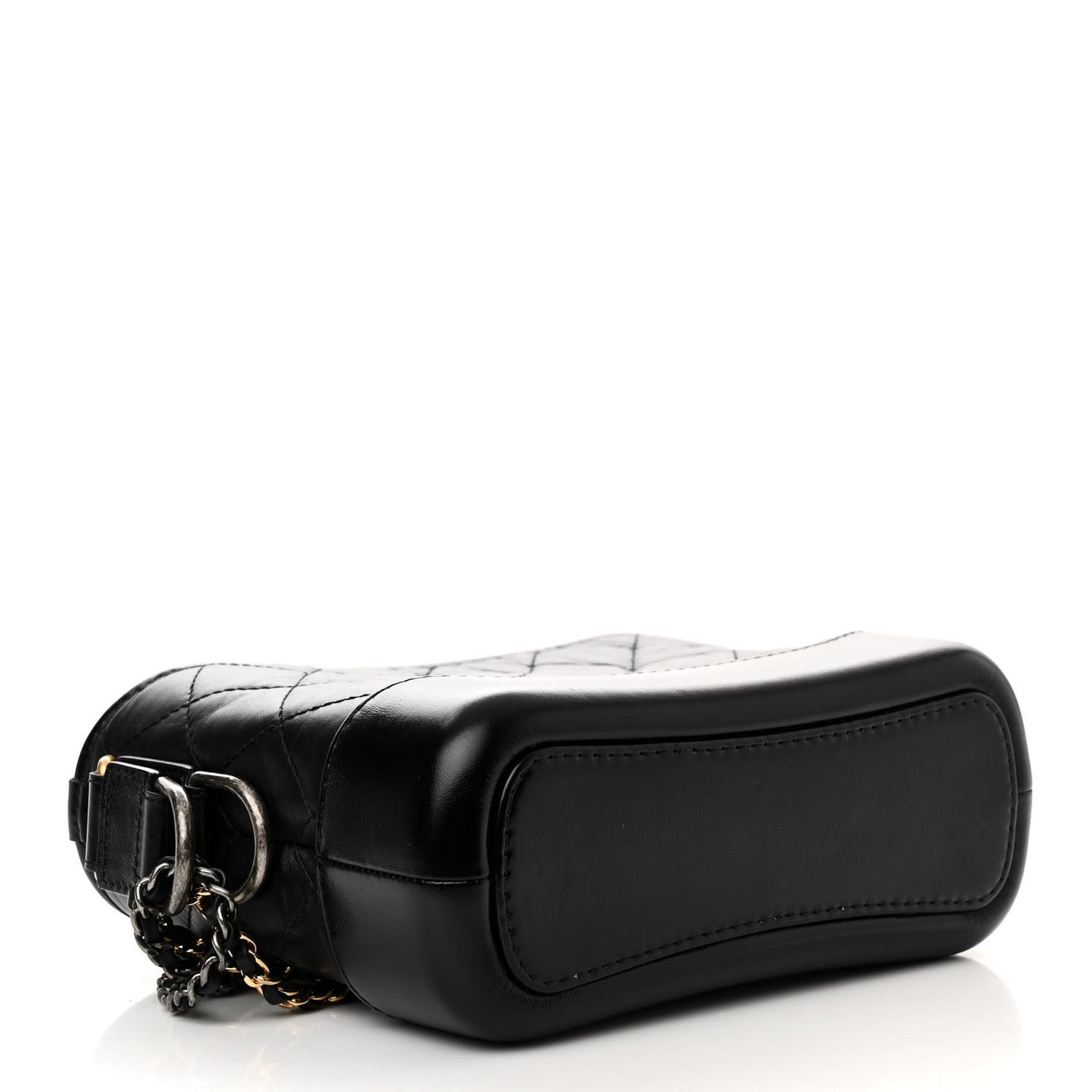 Aged Calfskin Quilted Small Gabrielle Hobo Black
