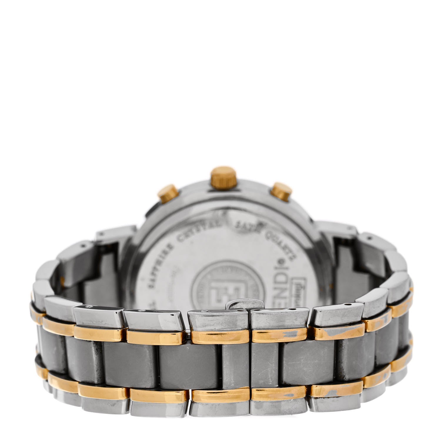 Fendi Stainless Steel 39mm Zucca Chronograph Two Tone Quartz Watch Black 3 of 4