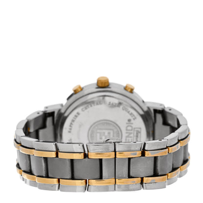 Fendi Stainless Steel 39mm Zucca Chronograph Two Tone Quartz Watch Black 3 of 4