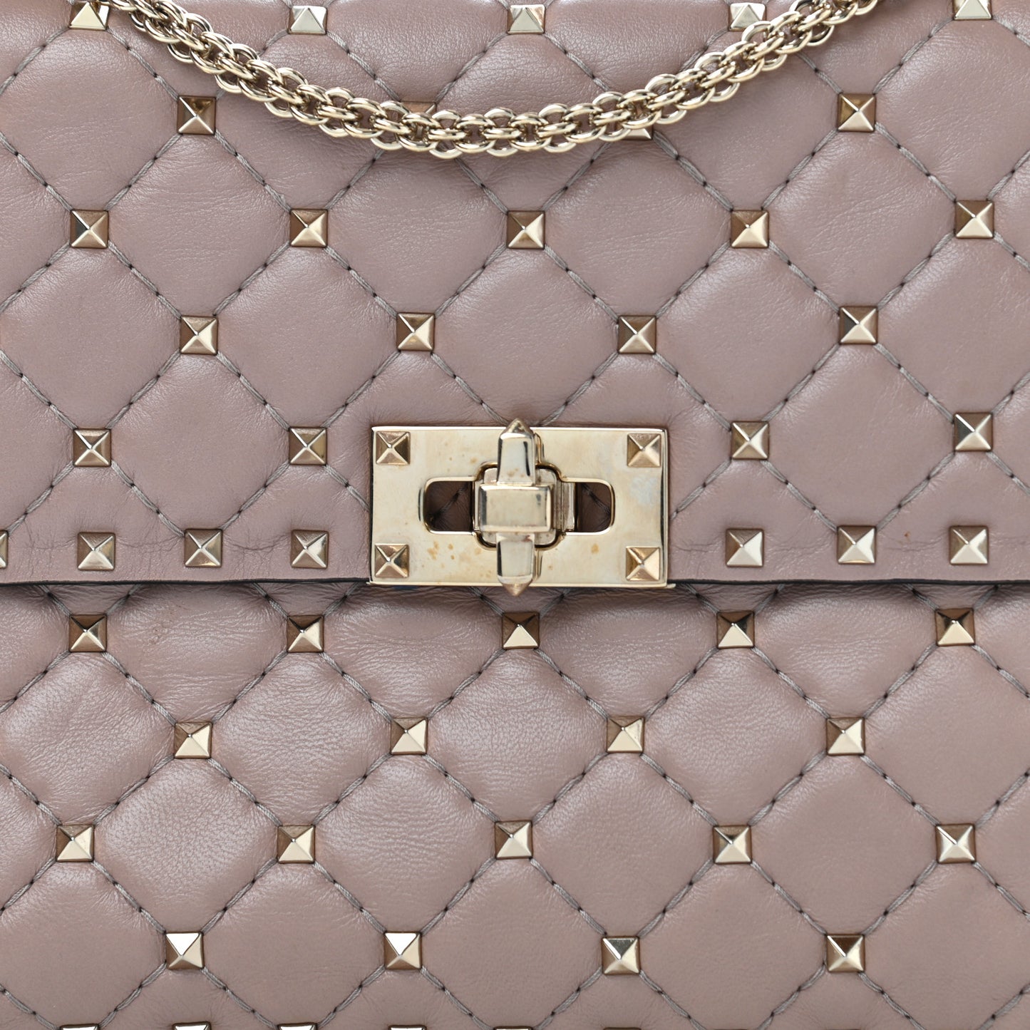 Lambskin Medium Rockstud Spike Shoulder Bag Poudre