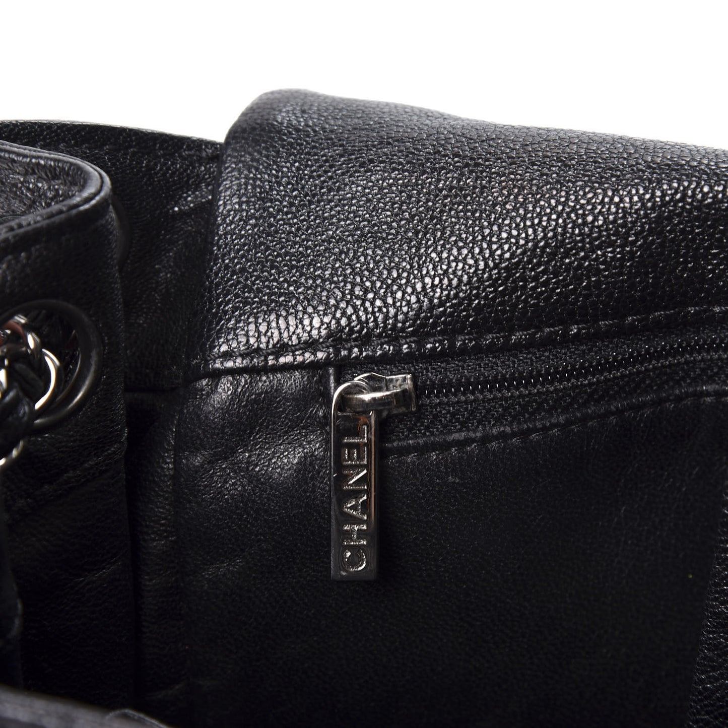 Metallic Goatskin Luxe Ligne Flap Black