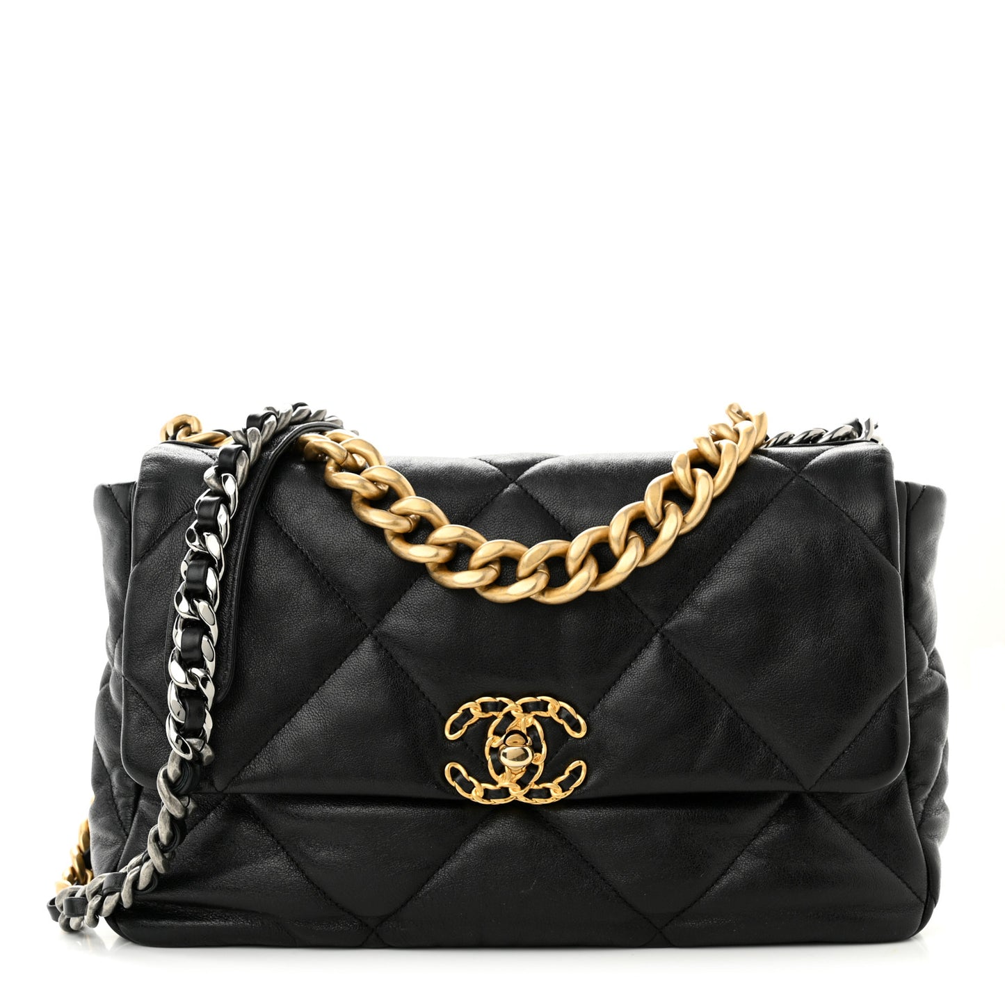 Lambskin Quilted Large Chanel 19 Flap Black