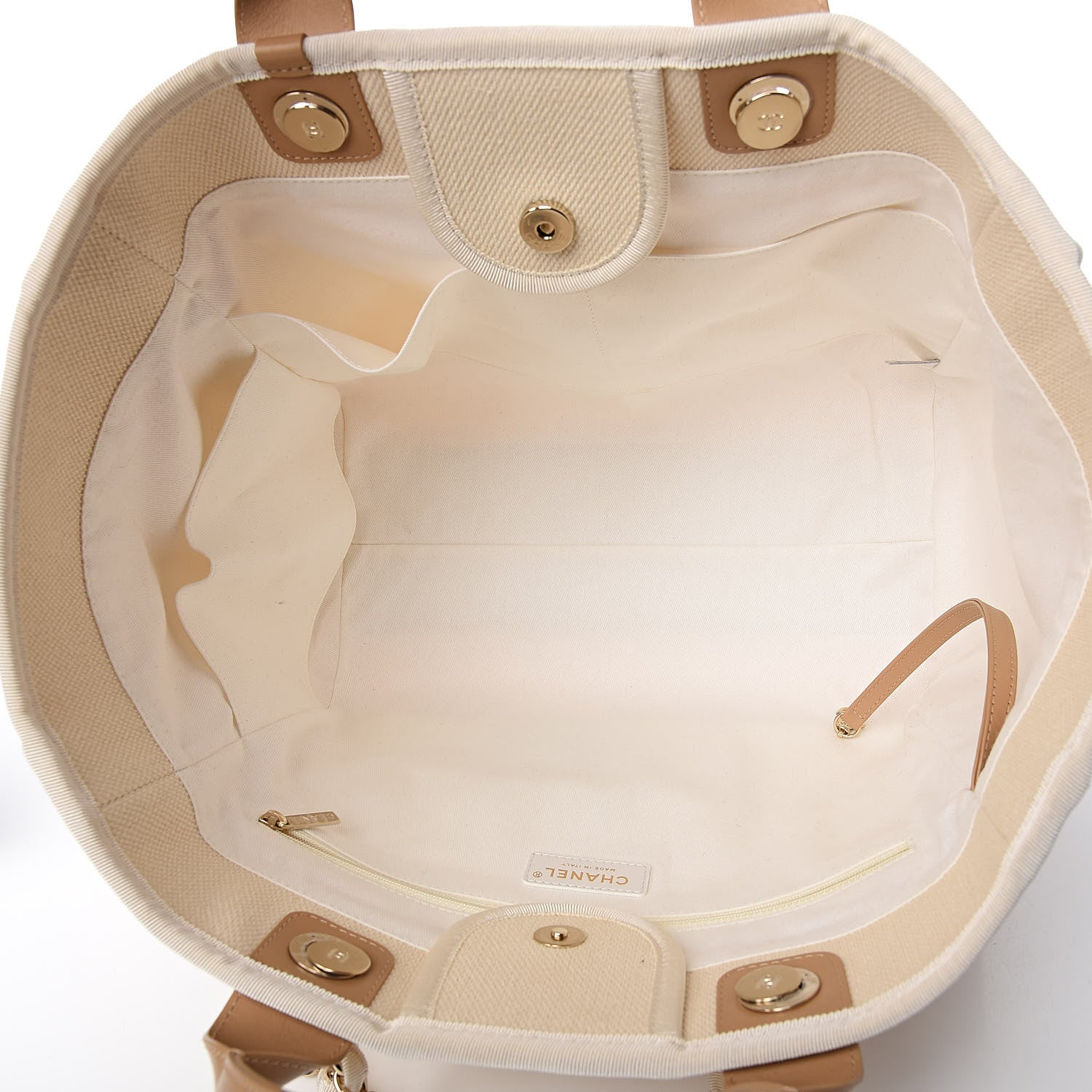 Chanel Canvas Pearl Large Deauville Tote Ecru Beige 5 of 10