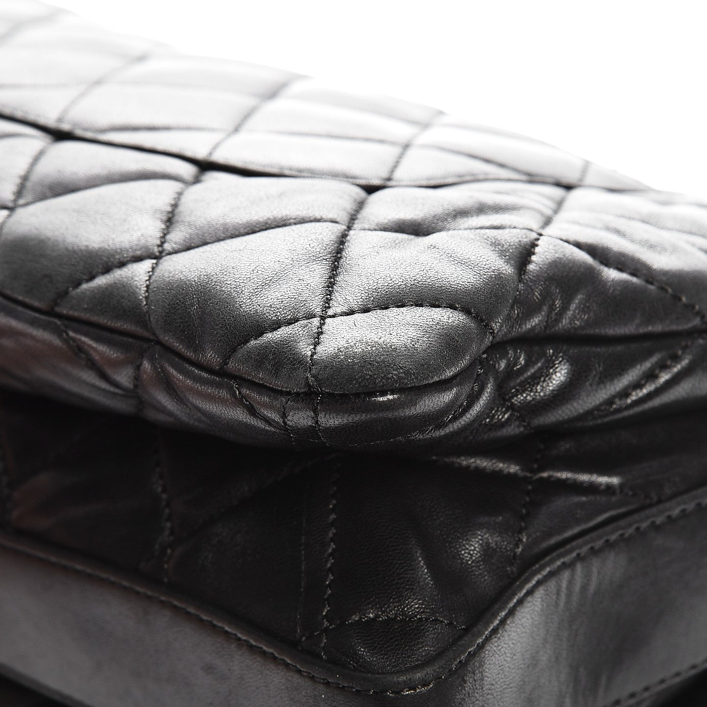 Lambskin Quilted Maxi 3 Flap Black