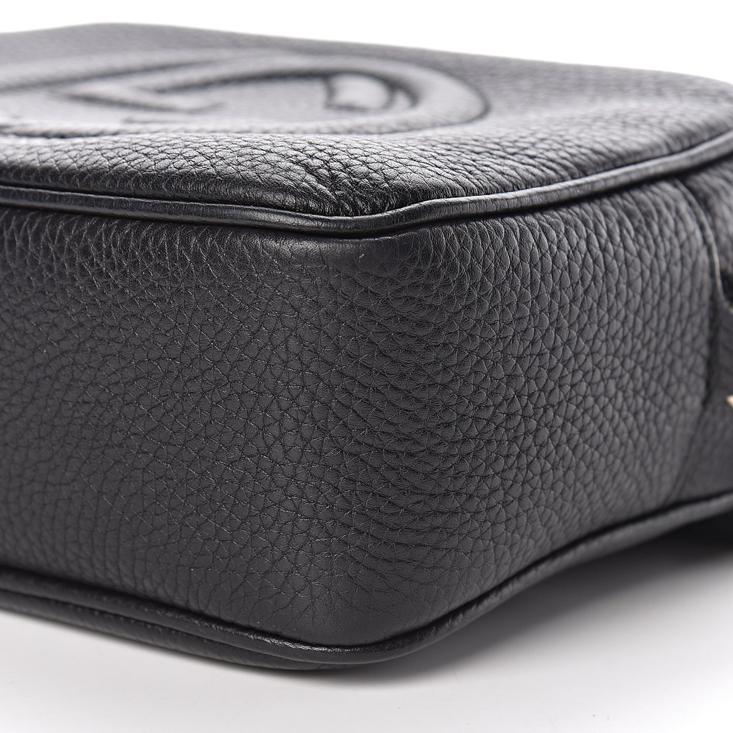 Pebbled Calfskin Small Soho Disco Bag Black
