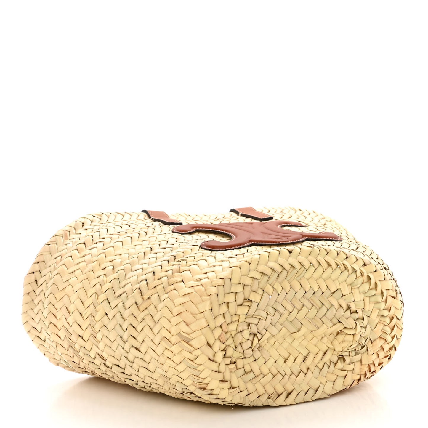 Raffia Calfskin Triomphe Teen Panier Tan