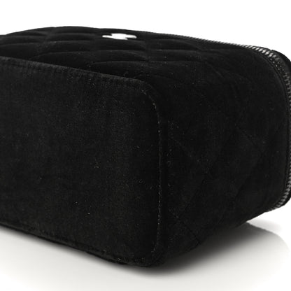 Chanel Velvet Quilted Small Vanity Case With Chain Black 9 of 10