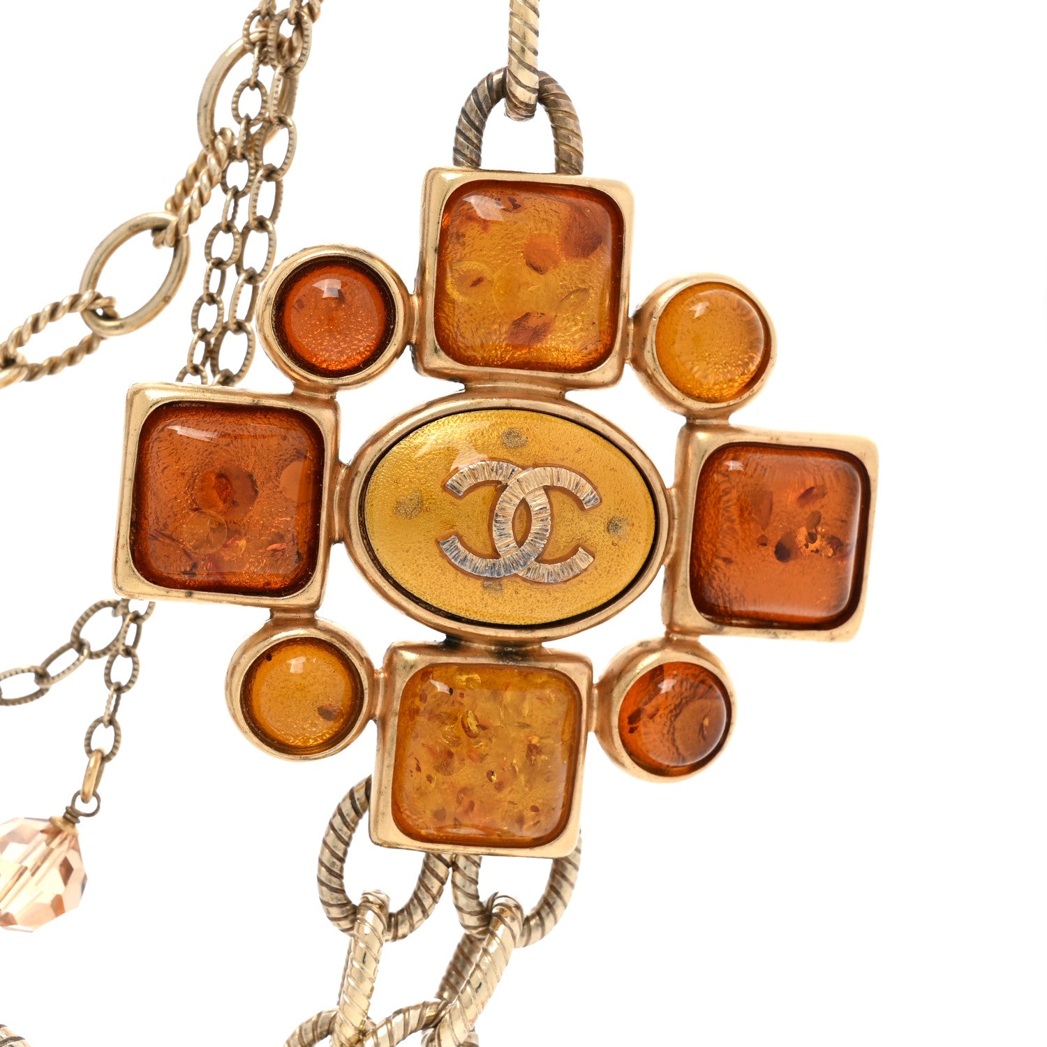 Chanel Glass Gripoix CC Multi Strand Chain Necklace Gold 4 of 5