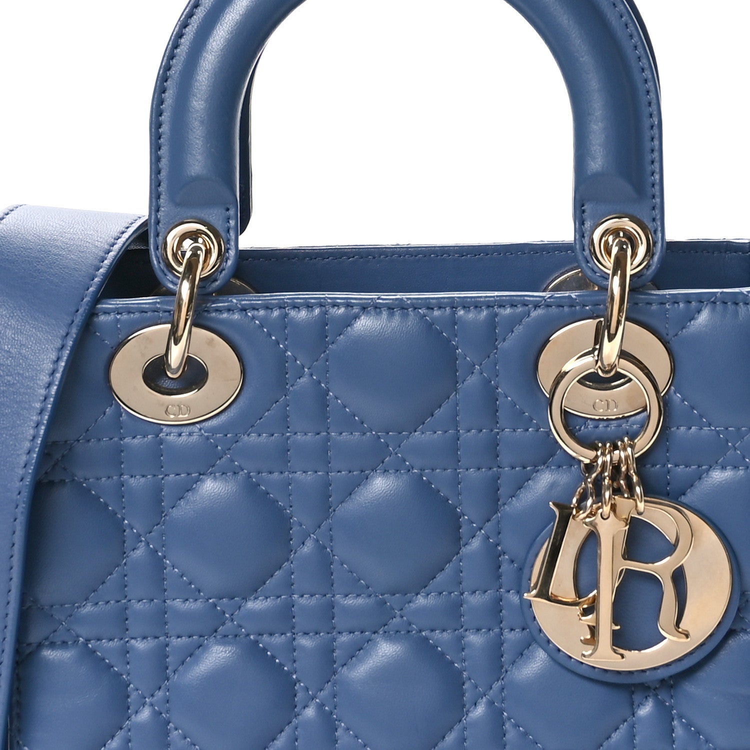 Christian Dior Lambskin Cannage Small My ABCDior Lady Dior Denim Blue 9 of 11