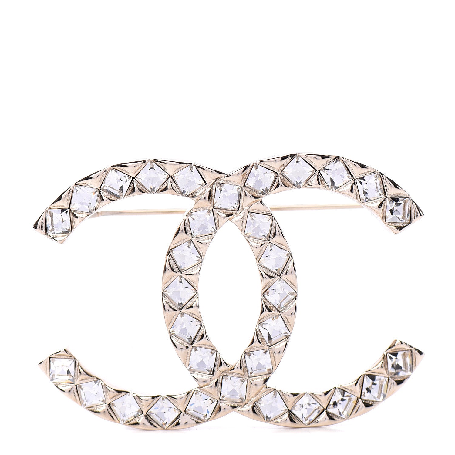 Chanel Crystal Large CC Brooch Gold 1 of 4