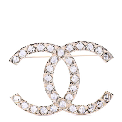 Chanel Crystal Large CC Brooch Gold 1 of 4