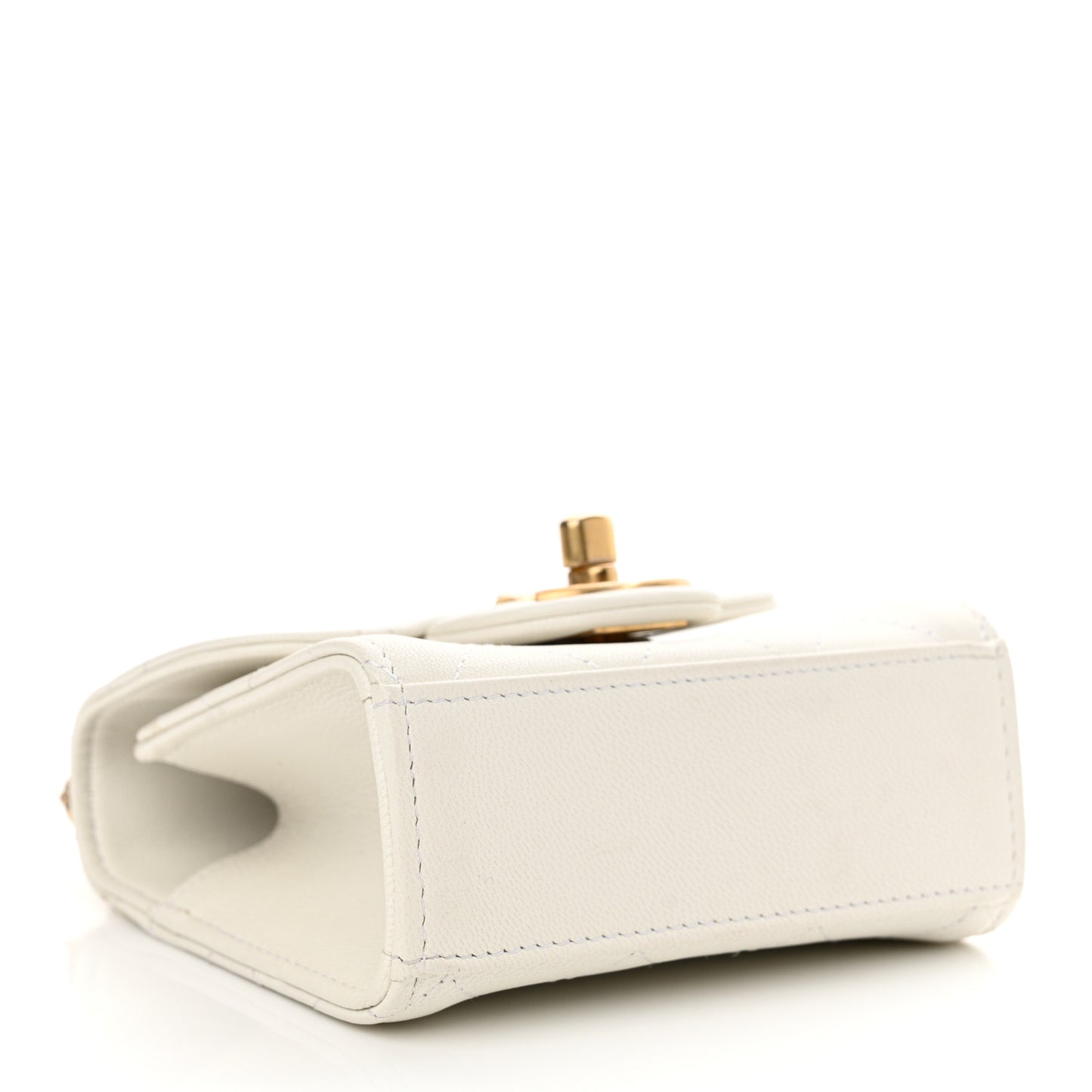 Goatskin Chic Pearls Clutch On Chain White