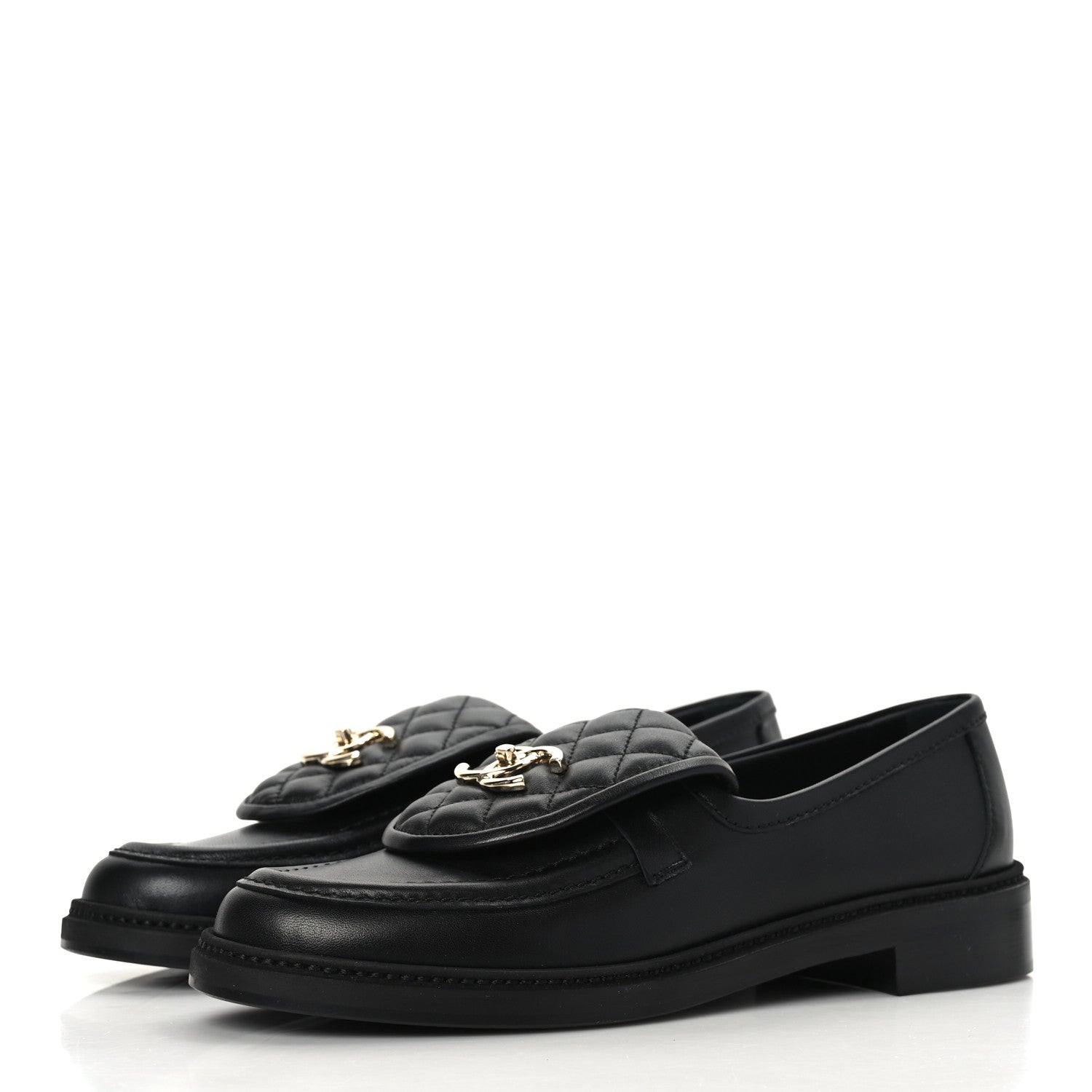 Chanel Lambskin Quilted CC Turnlock Loafers 38 Black 2 of 8