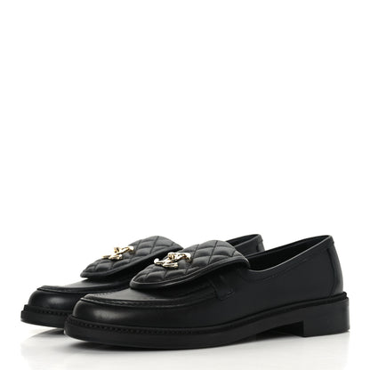 Chanel Lambskin Quilted CC Turnlock Loafers 38 Black 2 of 8