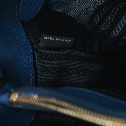 Prada Saffiano Lux Bi-Color Medium Tote Bluette Black 7 of 13