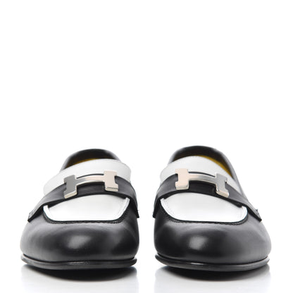 Hermes Womens Paris Loafers 36.5 Black White 2 of 14