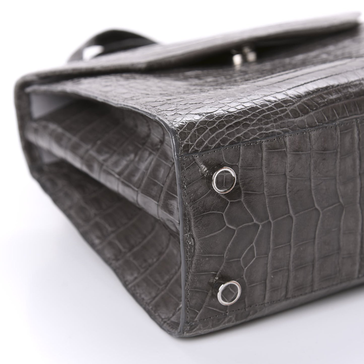 Crocodile Top Handle Shoulder Bag Grey