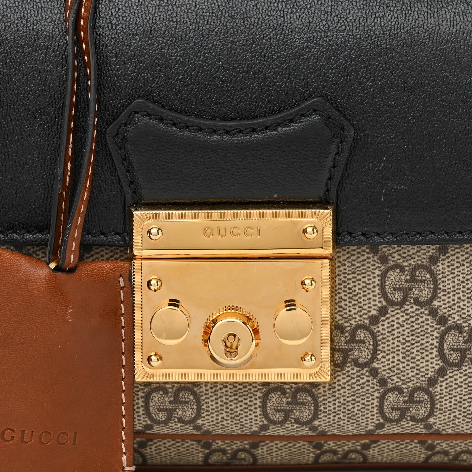 Gucci GG Supreme Monogram New Sakai Lux Calfskin Mini Padlock Flap Pocket Shoulder Bag Beige Ebony Black Cuir 8 of 10