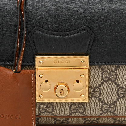 Gucci GG Supreme Monogram New Sakai Lux Calfskin Mini Padlock Flap Pocket Shoulder Bag Beige Ebony Black Cuir 8 of 10