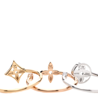 Louis Vuitton 18K Yellow Pink White Gold Diamond Idylle Blossom Ring 3 Set 54 6.75 4 of 6