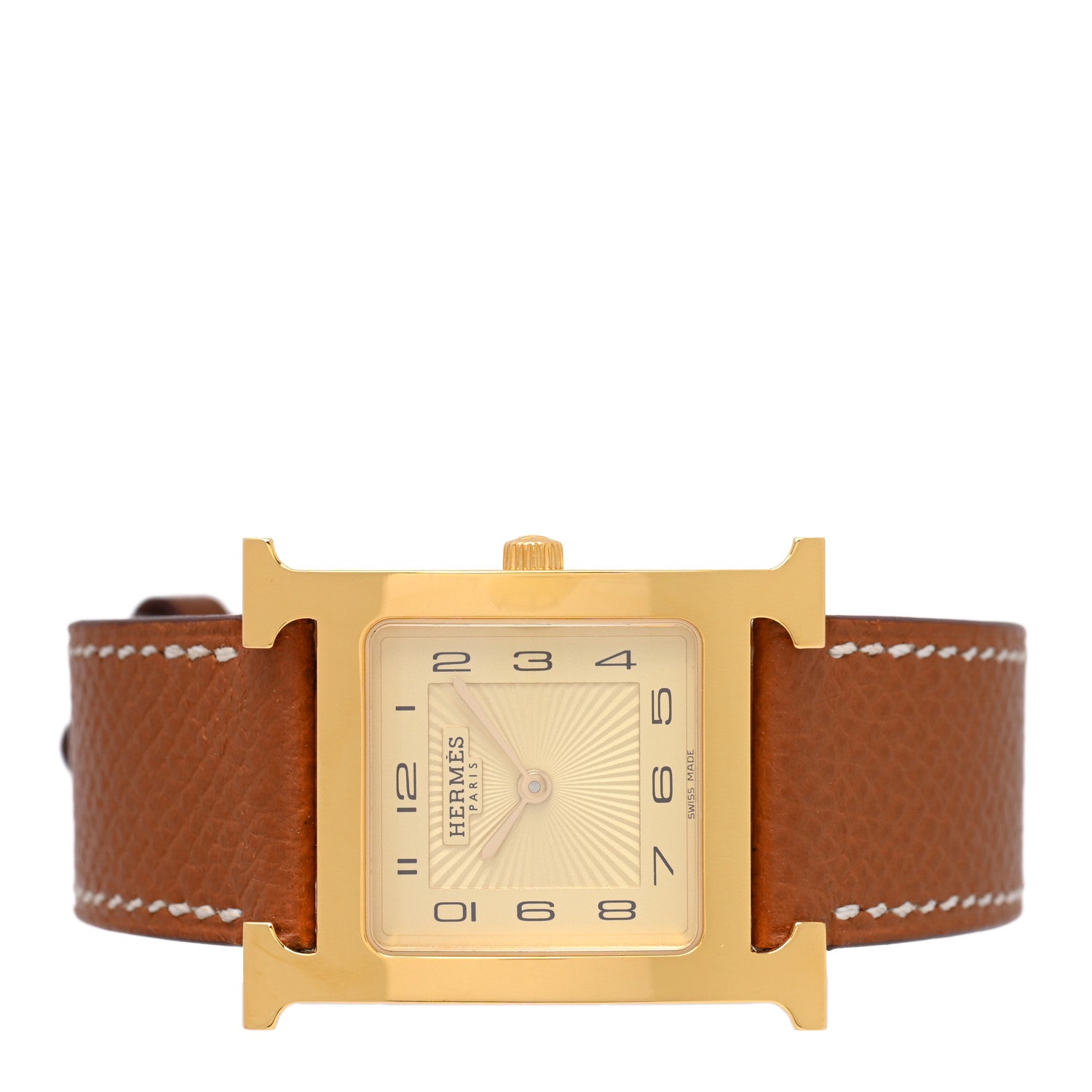 Hermes Stainless Steel Epsom 26mm Heure H Hour Quartz Watch Gold 2 of 4
