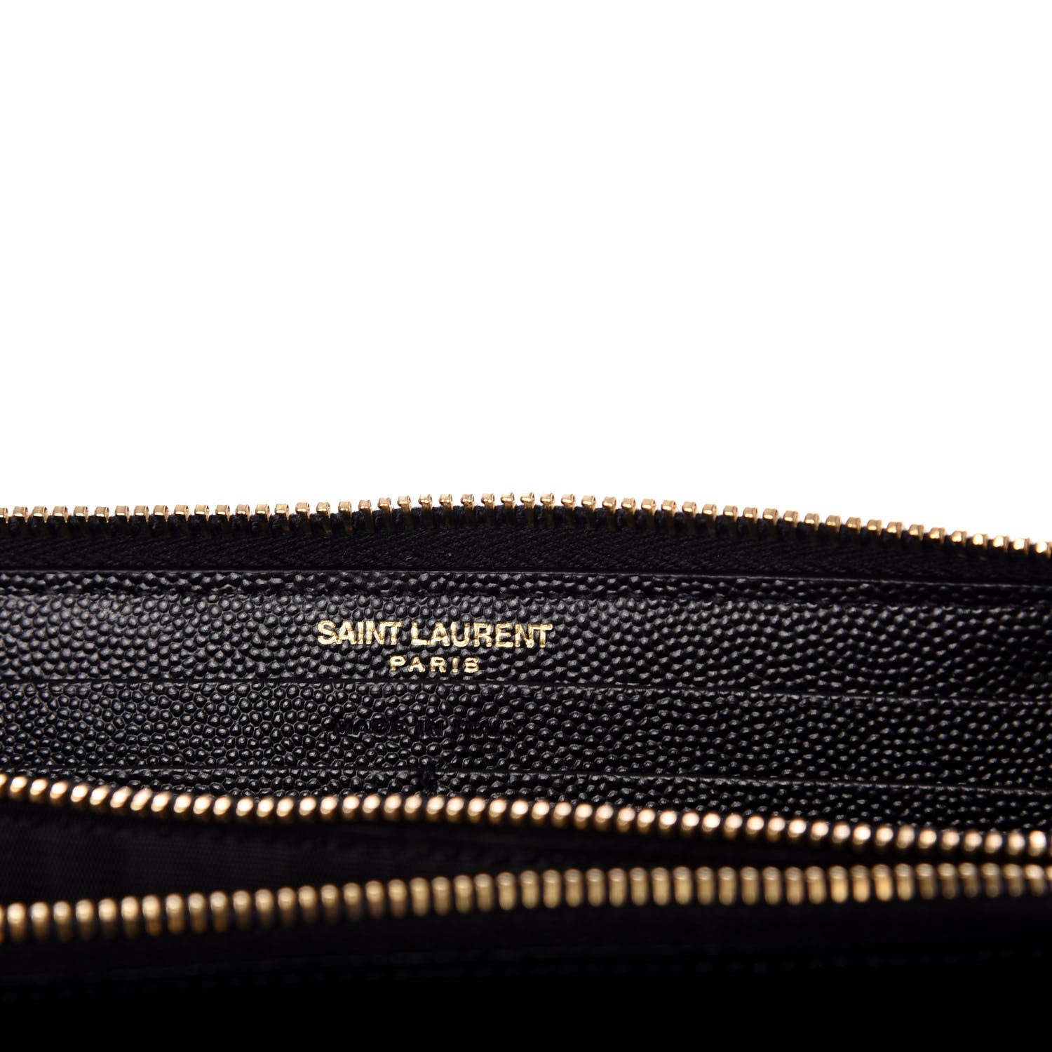 Saint Laurent Grain De Poudre Matelasse Chevron Monogram Zip Around Wallet Black 6 of 7