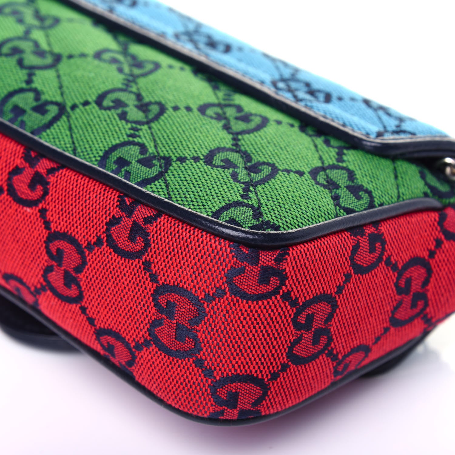 Gucci Monogram Multicolor Matelasse Diagonal Super Mini GG Marmont Shoulder Bag Light Blue Pink Blue Green Red 11 of 12