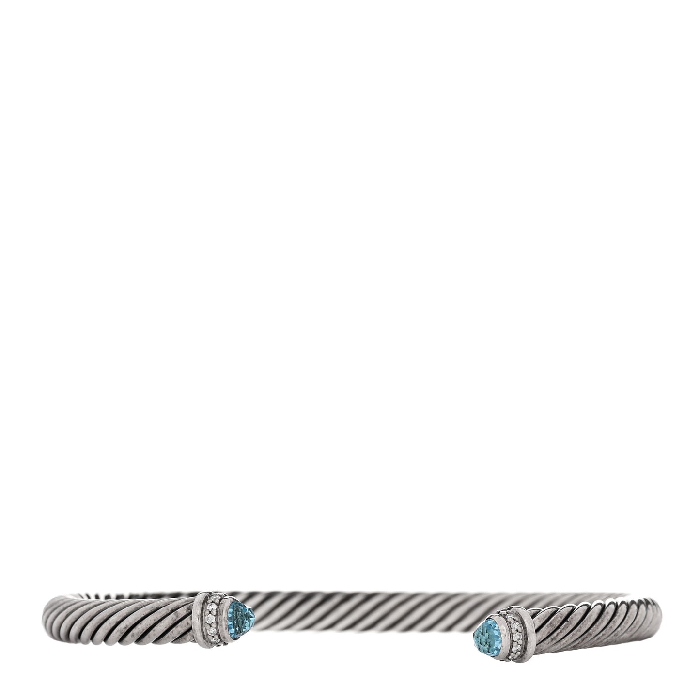 Sterling Silver Diamond Blue Topaz 5mm Cable Classics Bracelet