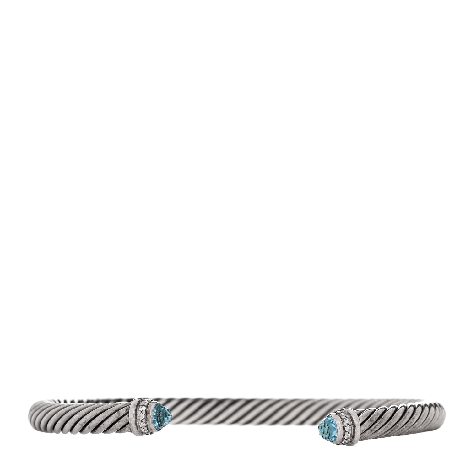 David Yurman Sterling Silver Diamond Blue Topaz 5mm Cable Classics Bracelet 1 of 3